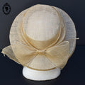 Chic chapeau nœud femme beige fibre naturelle T M  57 cm