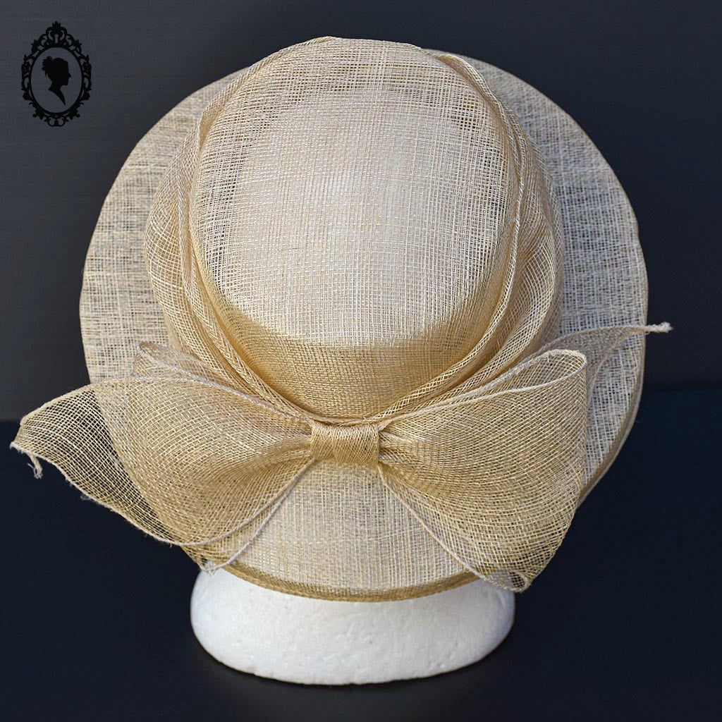 Chic chapeau nœud femme beige fibre naturelle T M  57 cm
