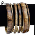 Chic ensemble 6 bracelets rigides joncs laiton effet bois vintage