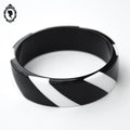 Chic gros bracelet rigide jonc large résine noir et blanc