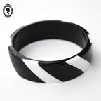 Chic gros bracelet rigide jonc large résine noir et blanc