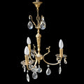 Chic lustre à pampilles en cristal 3 feux laiton doré vintage H 60 cm