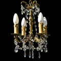 Chic lustre à pampilles en cristal 4 feux bronze doré ancien