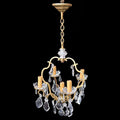 Chic lustre cage à pampilles en bronze doré 5 feux ancien vintage