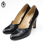 Chics escarpins à talon en cuir noir Italien Calzature Gis P 39 ½ vintage