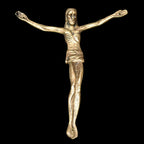 Christ crucifix H 33 cm en bronze doré signé J Mehary