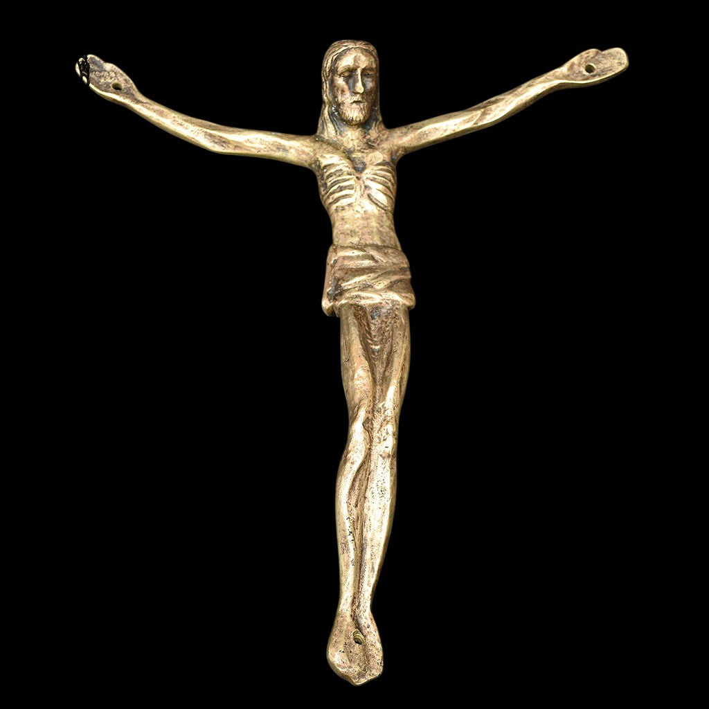 Christ crucifix H 33 cm en bronze doré signé J Mehary