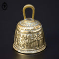 Cloche grelot, clochette de table bronze doré scène personnage vintage ancien
