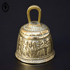 Cloche grelot, clochette de table bronze doré scène personnage vintage ancien