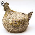 Cocotte poule à poser en céramique grès beige vintage