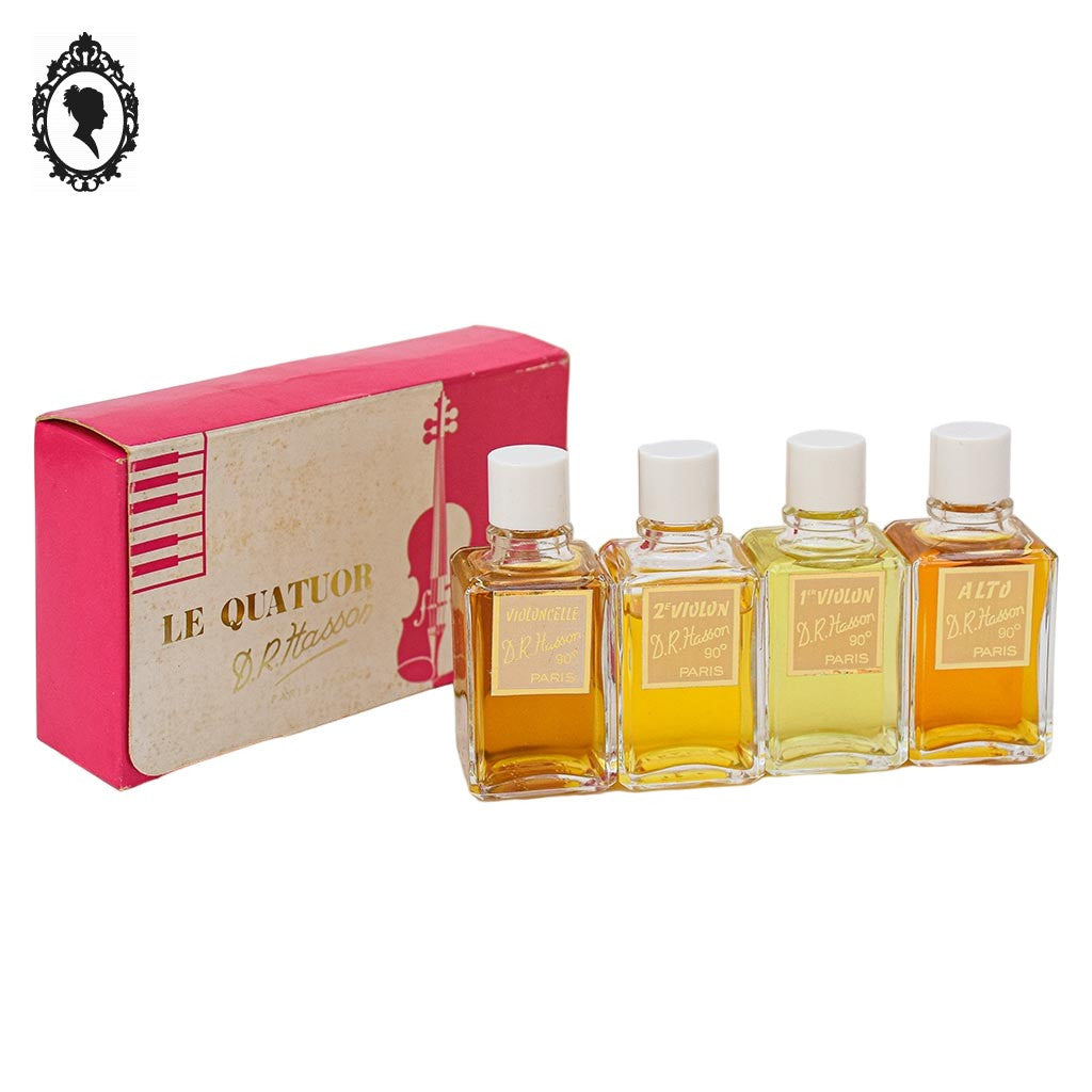 Coffret 4 miniatures de parfum Le Quatuor D.R. Hasson Paris France vintage