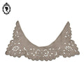 Col ancien femme fille dentelle ajourée style Richelieu teint beige taupe