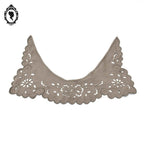 Col ancien femme fille dentelle ajourée style Richelieu teint beige taupe