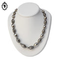 Collier ZAG style asiatique argenté grosses perles chaîne