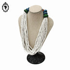 Collier blanc 12 rangs avec grosses perles vintage