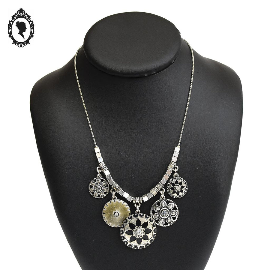 Collier breloques pastilles argenté IKITA bijou vintage