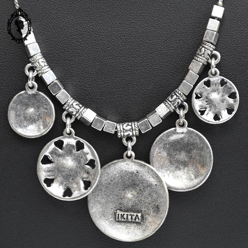 Collier breloques pastilles argenté IKITA bijou vintage