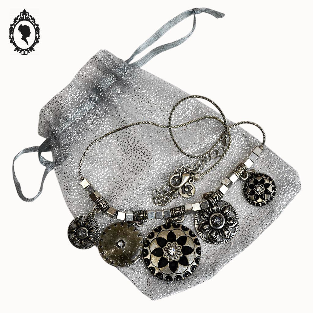 Collier breloques pastilles argenté IKITA bijou vintage