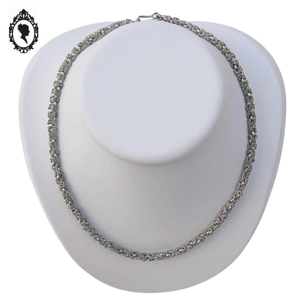 Collier chaîne byzantine métal argent serpentin articulé