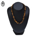 Collier marron en pierre protectrice œil de tigre chips vintage