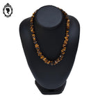 Collier marron en pierre protectrice œil de tigre chips vintage