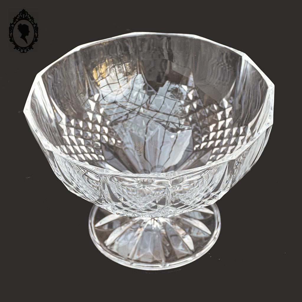 Coupelle sur pied serviteur plat coupe piédouche en cristal H 15 D 22 cm