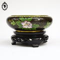 Coupe chinoise en email émaux cloisonnés noir laiton D 18 cm vintage