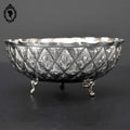 Coupelle coupe petit plat sur pied trépied métal argenté festonné