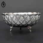 Coupelle coupe petit plat sur pied trépied métal argenté festonné