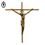 Croix christ crucifix mural en bronze doré signé Mermet vintage