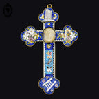 Croix en micro mosaïque de Roma Italienne photo verre H 10,5 cm ancienne
