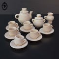 Dînette service 6 tasses à café pots cafetière sucrier miniature terre cuite beige