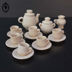 Dînette service 6 tasses à café pots cafetière sucrier miniature terre cuite beige