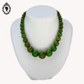 Élégant collier Art déco vert en bakélite perles rondes en cascade ancien