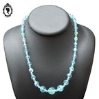 Élégant collier en cristal aurore boréale AB bleu en cascade bijou ancien vintage