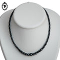 Élégant collier gris noir pierre hématite perles rondes cascade vintage