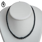 Élégant collier gris noir pierre hématite perles rondes cascade vintage