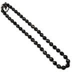 Élégant collier perle de verre facetté noir vintage ancien
