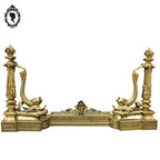 Élégant défenseur de cheminée chenets barre bronze doré chimère dauphin serpent de mer poisson ancien