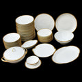 Élégant service 56 pièces assiettes plats porcelaine Limoges Chastagner blanc or