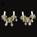 Elégante paire d’appliques en bronze doré pampilles baroque 2 lumières vintage