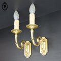 Élégante paire d’appliques en bronze doré style Louis XVI 1 lumière vintage