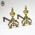 Élégante paire de chenets bronze doré accessoire de cheminée ancien