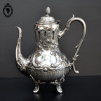 Élégante théière métal argenté décor arabesque ancienne