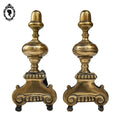 Élégants chenets en bronze doré accessoire de cheminée ancien