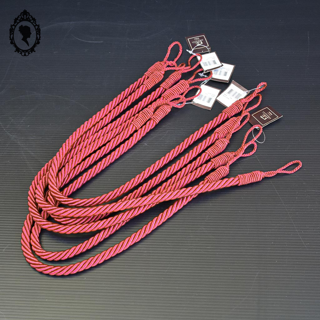 Embrasse corde rose fushia rouge satiné simple passementerie attache pour rideau style Houles neuf