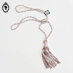 Embrasse pompon cordon rose tendre blanc passementerie pour rideau neuf
