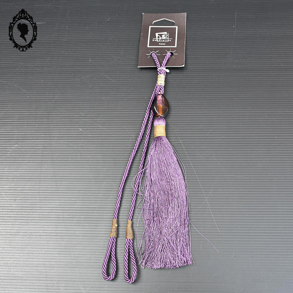 Embrasse pompon gland de clé perle cordon violet passementerie pour rideau style Houles neuf
