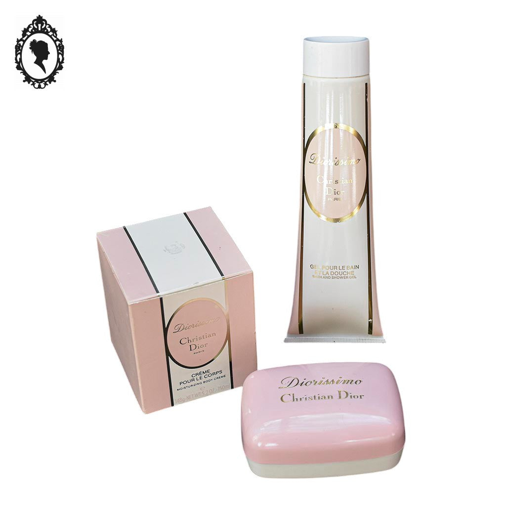 Ensemble 3 cosmétiques Diorissimo savon, gel, crème vintages collection Dior