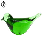 Figurine Oiseau en verre soufflé vert à poser presse papier objet déco de vitrine vintage
